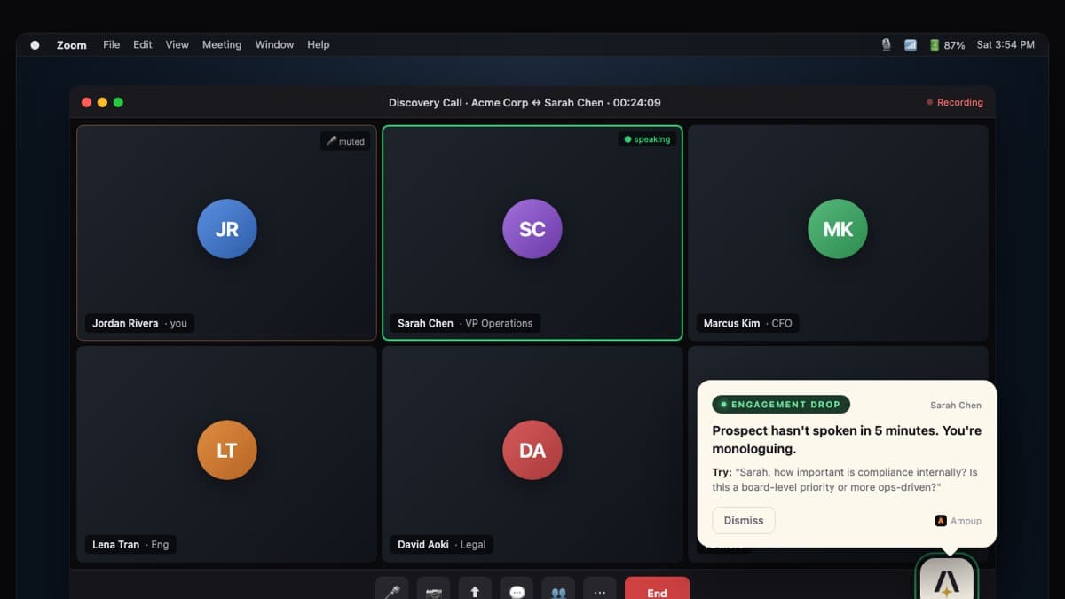 AmpUp in-call coaching notification